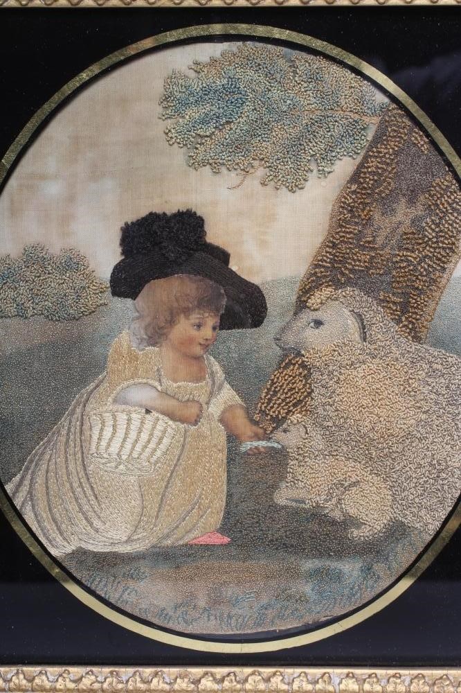 A REGENCY SILKWORK OVAL PICTURE Image