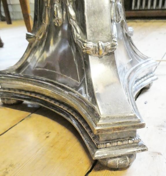 A PAIR OF EDWARDIAN SILVER PLATED STANDARD LAMPS in the neo classical style Image