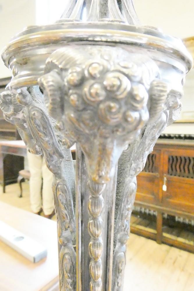 A PAIR OF EDWARDIAN SILVER PLATED STANDARD LAMPS in the neo classical style Image
