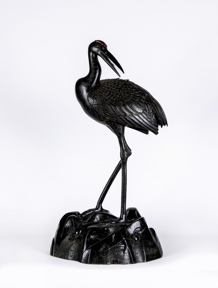 A JAPANESE BRONZE CRANE CENSOR Image