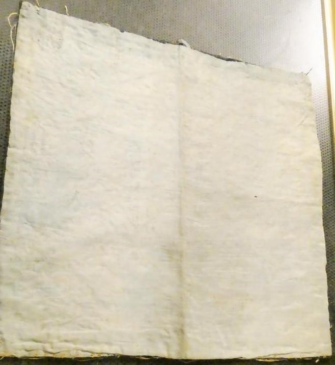 A PAIR OF CHINESE SILK SQUARE PANELS embroidered in coloured silks on a dark navy ground Image