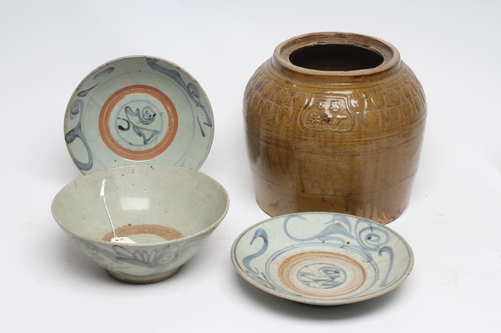 A CHINESE PROVINCIAL STONEWARE BOWL of plain circular form Image