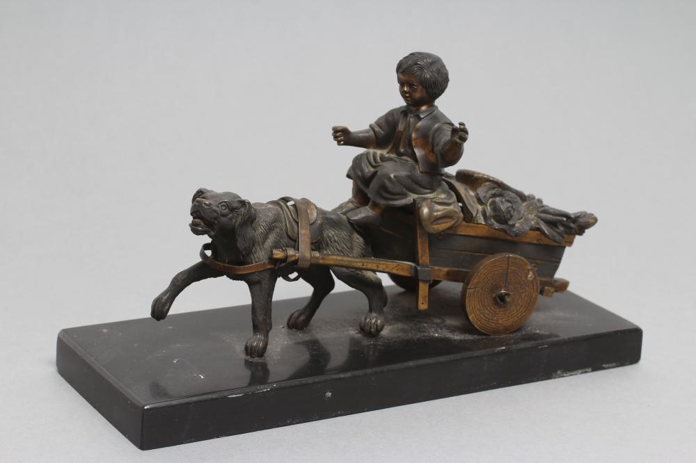 A BRONZED AND PARCEL GILT INKWELL Image