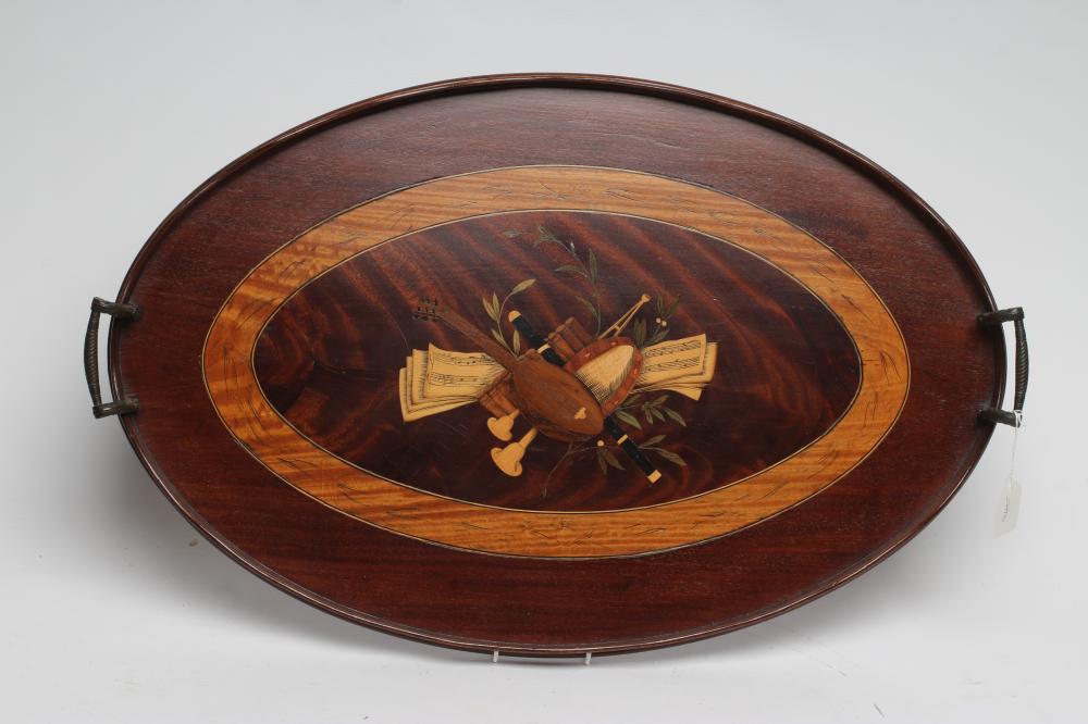 A LATE GEORGIAN MAHOGANY TEA TRAY Image