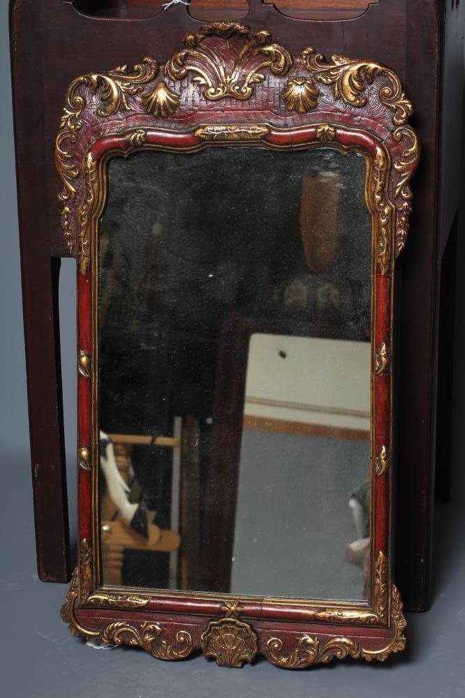 A GEORGIAN STYLE RED CHINOISERIE WALL MIRROR Image