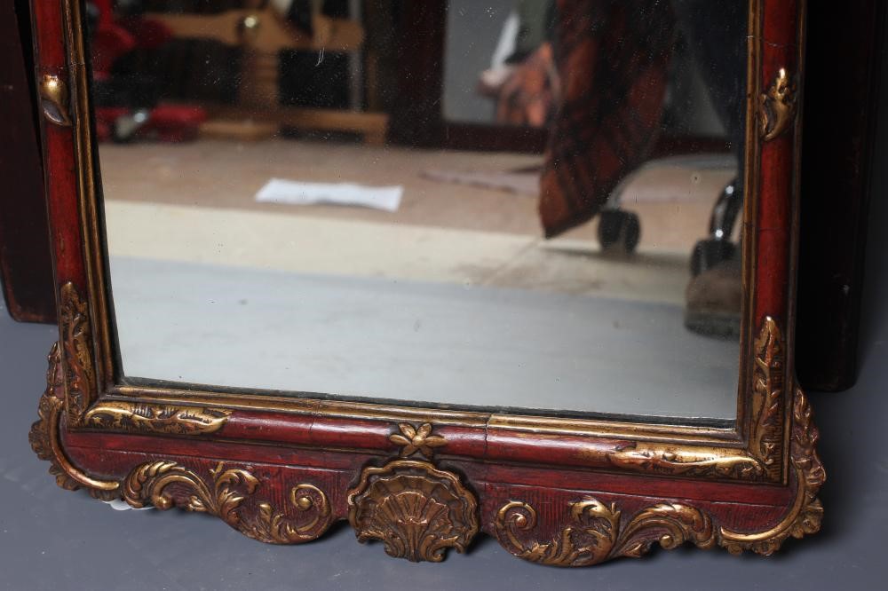 A GEORGIAN STYLE RED CHINOISERIE WALL MIRROR Image