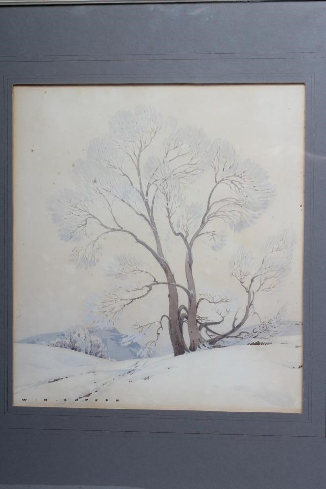 WILLIAM HEATON COOPER (1903-1995) "Trees in the Snow" watercolour and pencil Image