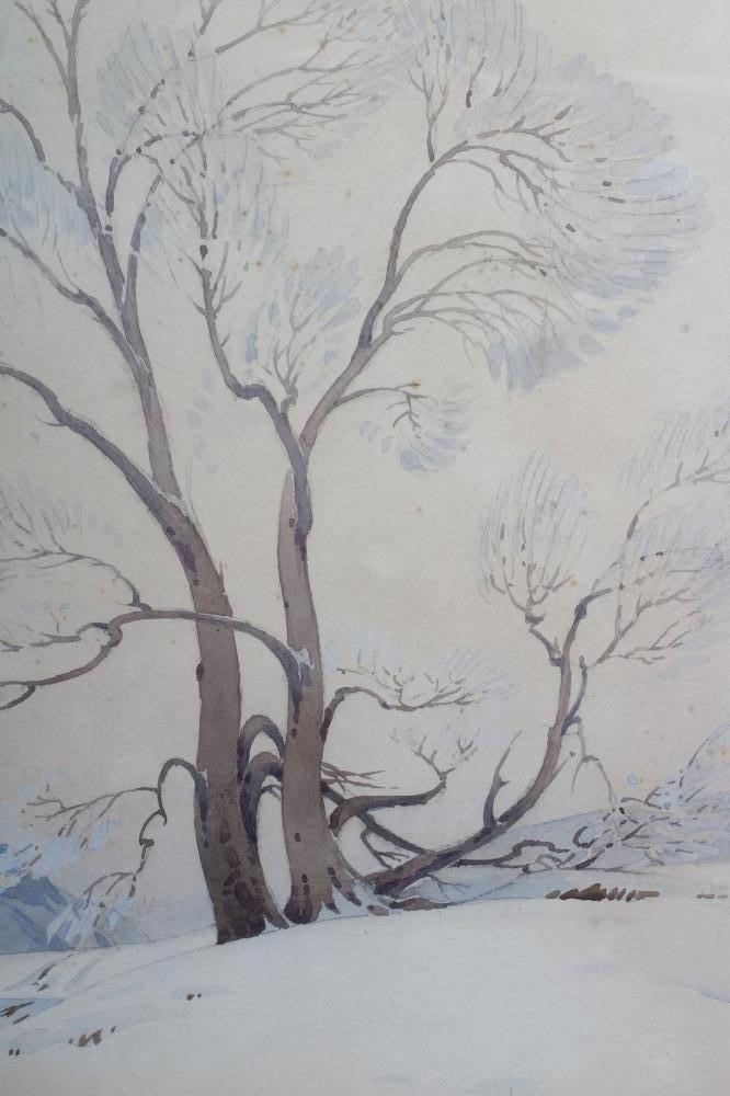 WILLIAM HEATON COOPER (1903-1995) "Trees in the Snow" watercolour and pencil Image