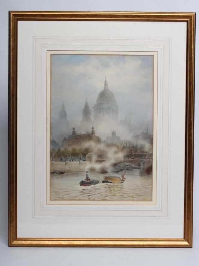 HUBERT JAMES MEDLYCOTT (1841-1920) "St Paul's and Blackfriars Bridge" Image