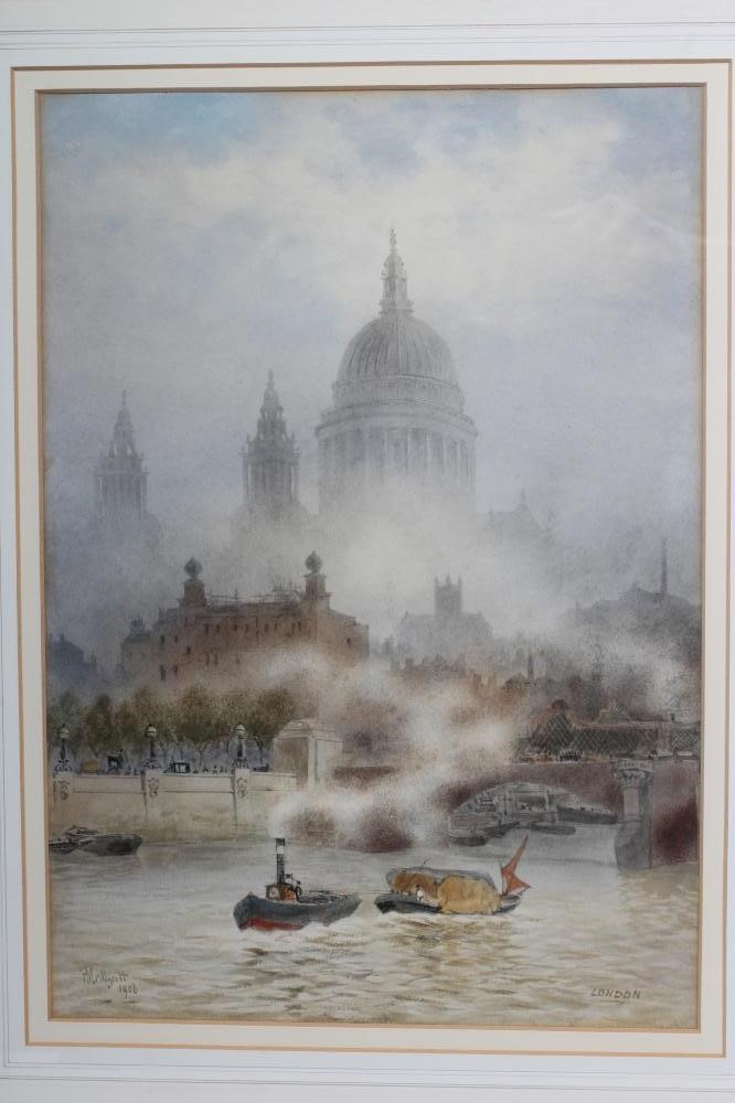 HUBERT JAMES MEDLYCOTT (1841-1920) "St Paul's and Blackfriars Bridge" Image