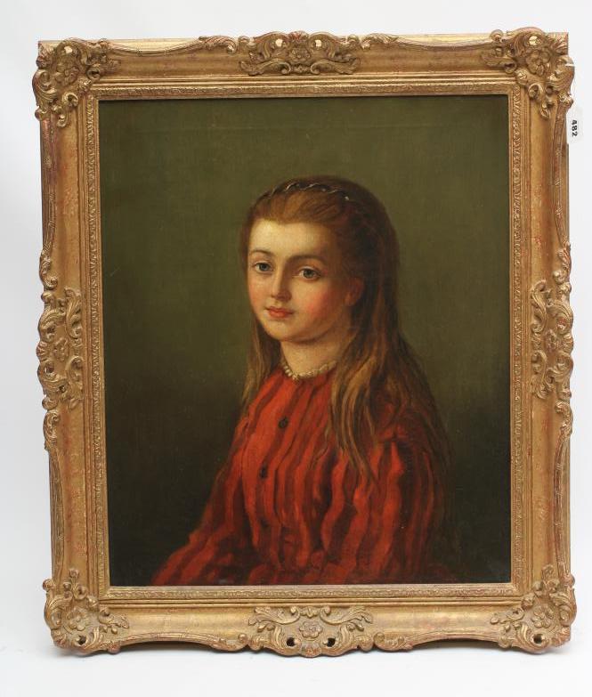 BRITISH SCHOOL (Late 19th century) Portrait of a Seated Girl in a Red Dress Image
