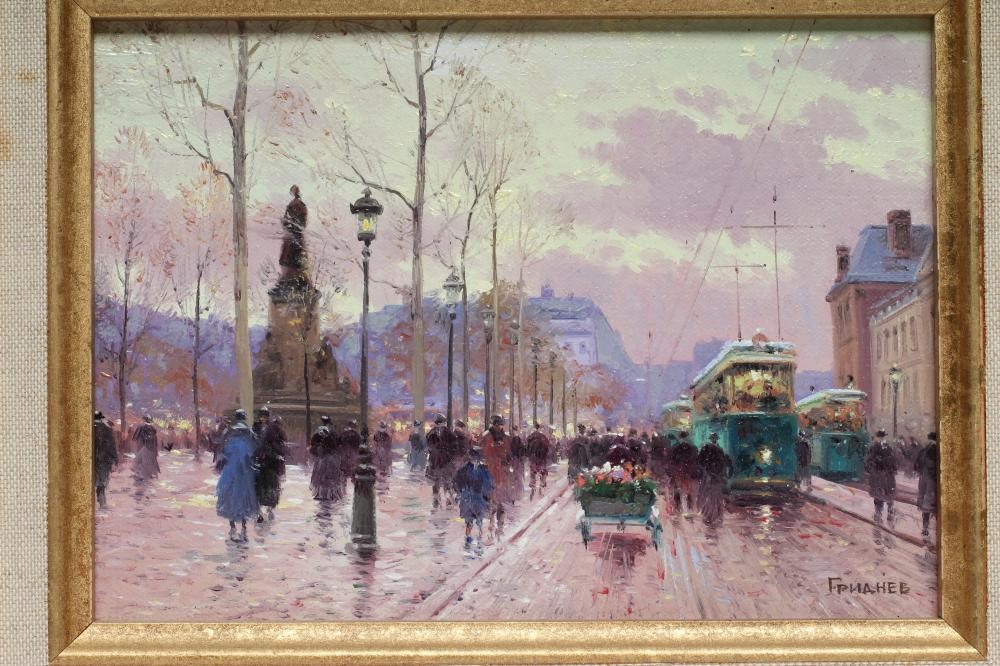 ANATOLY GRIDNEV (Russian b. 1946) Winter Street Scene Image