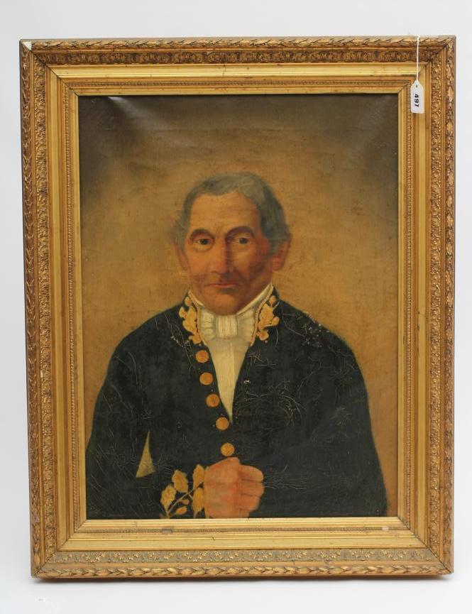 FRENCH SCHOOL (Early 19th century) Portrait of a Gentleman in a White Necktie and Navy Coat Image