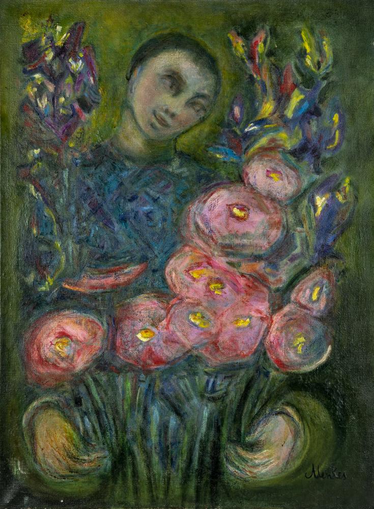 ZYGMUNT JOSEF MENKES (Polish 1896-1986) Woman with Flowers Image
