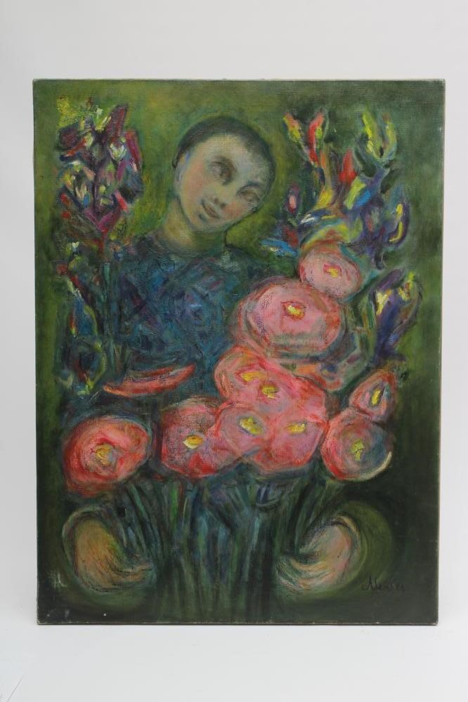 ZYGMUNT JOSEF MENKES (Polish 1896-1986) Woman with Flowers Image