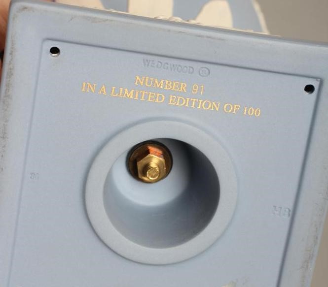 A WEDGWOOD BLUE JASPER ROYAL WEDDING COLLECTION VASE AND COVER Image