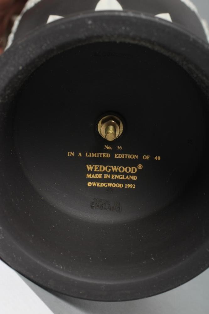 A WEDGWOOD BLACK JASPER VASE AND COVER Image