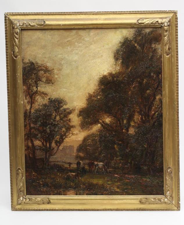 HERBERT F. ROYLE (1870-1957) Sunset at Barden Tower with Cattle in the Foreground Image