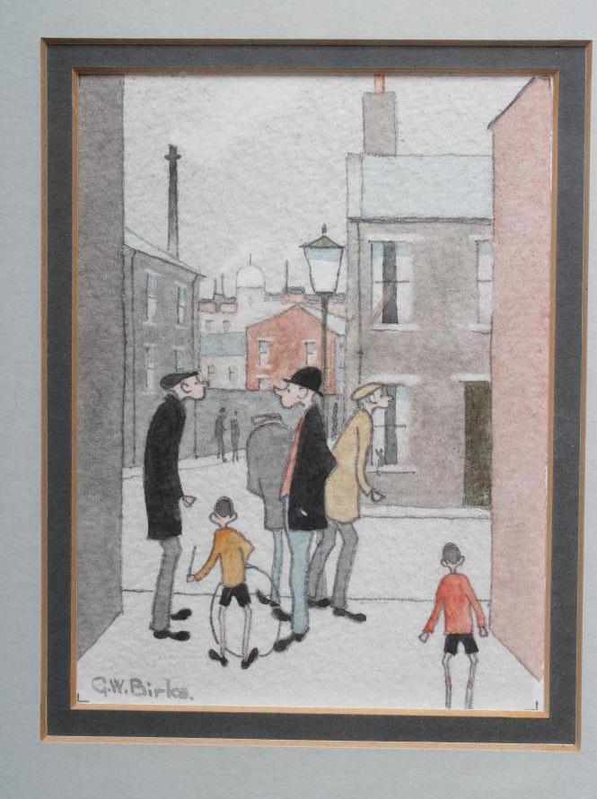 GEOFFREY WOOLSEY BIRKS (1929-1993) Figures Chatting on a Street Corner Image