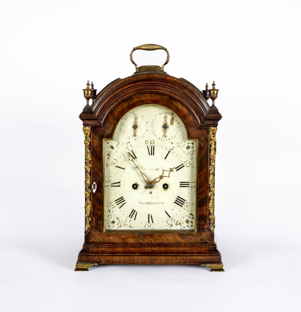 A MAHOGANY CASED BRACKET CLOCK by John Bancroft Image