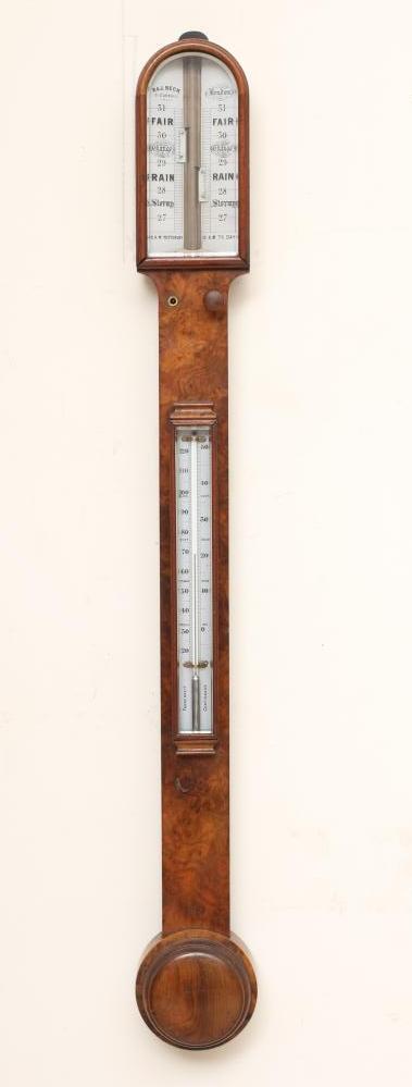 A BURR WALNUT BAROMETER by R & J Beck Image