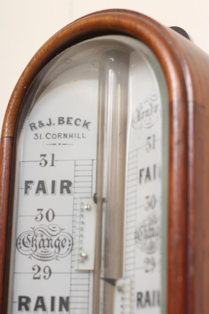 A BURR WALNUT BAROMETER by R & J Beck Image