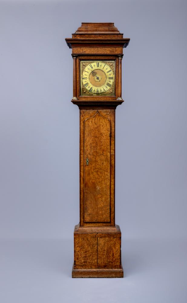A BURR ELM AND OAK ALARM LONGCASE by William Crawshaw Image