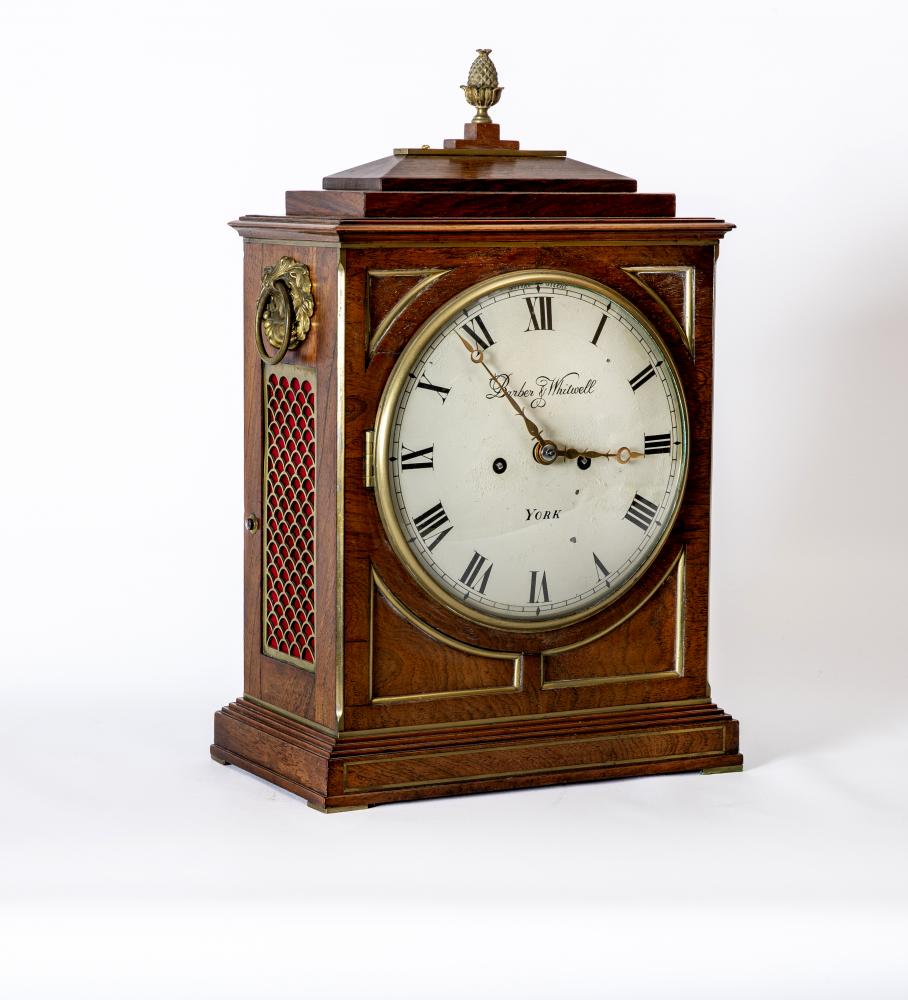 A REGENCY MAHOGANY CASED BRACKET CLOCK by Barber & Whitwell Image