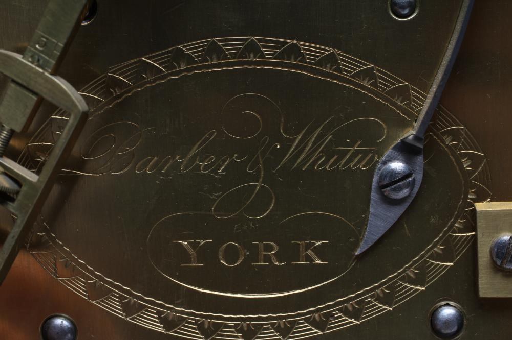 A REGENCY MAHOGANY CASED BRACKET CLOCK by Barber & Whitwell Image