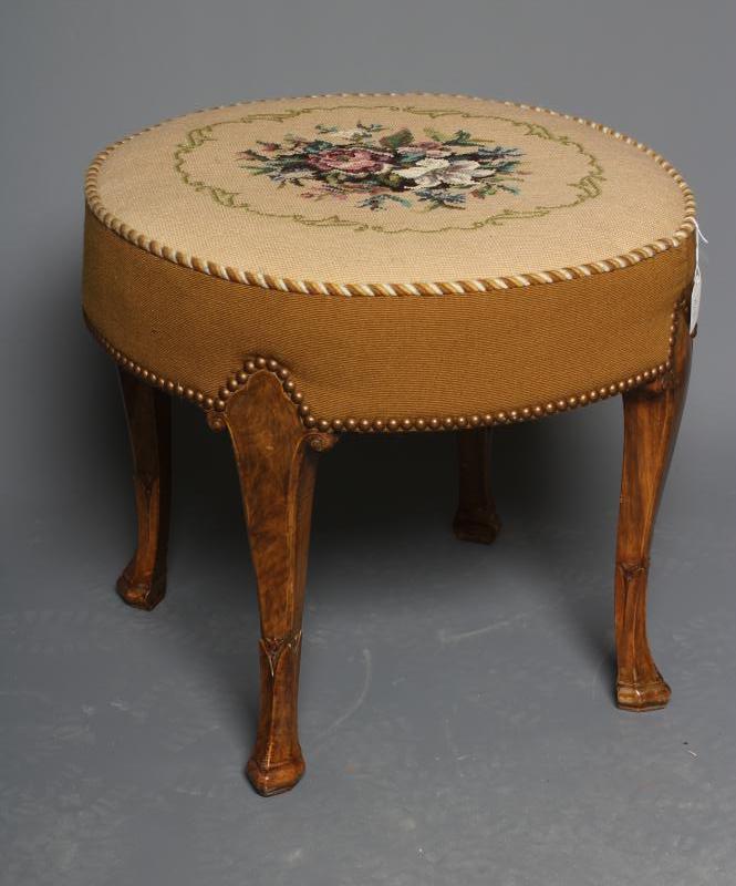 A WALNUT DRESSING STOOL early 20th century Image