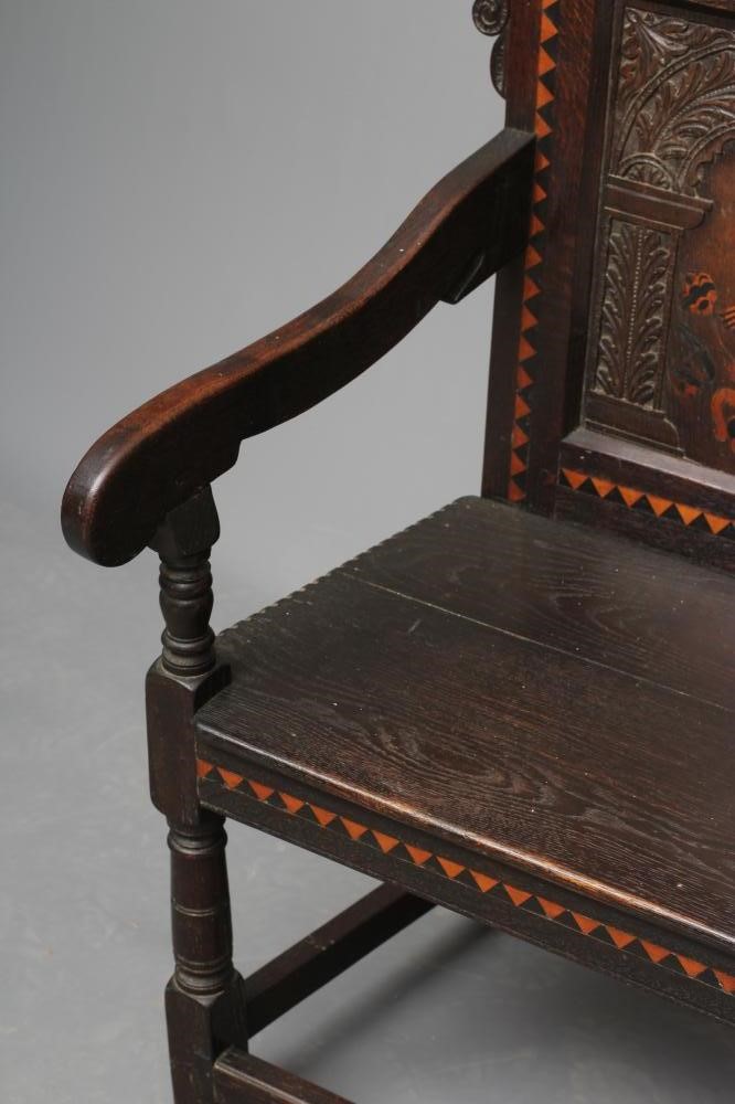 A VICTORIAN JOINED OAK ARM CHAIR in the late 17th century style Image