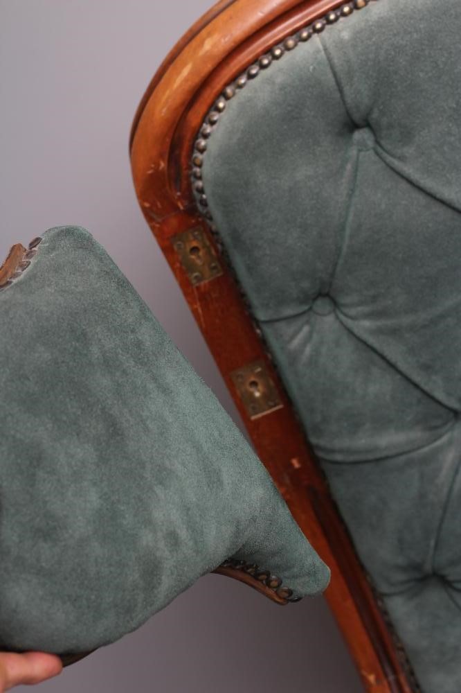 A WILLIAM IV MAHOGANY RECLINING LIBRARY WING ARMCHAIR with pull out leg rest Image