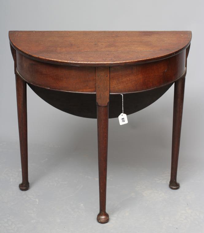 A GEORGIAN OAK DEMI LUNE OCCASIONAL TABLE Image
