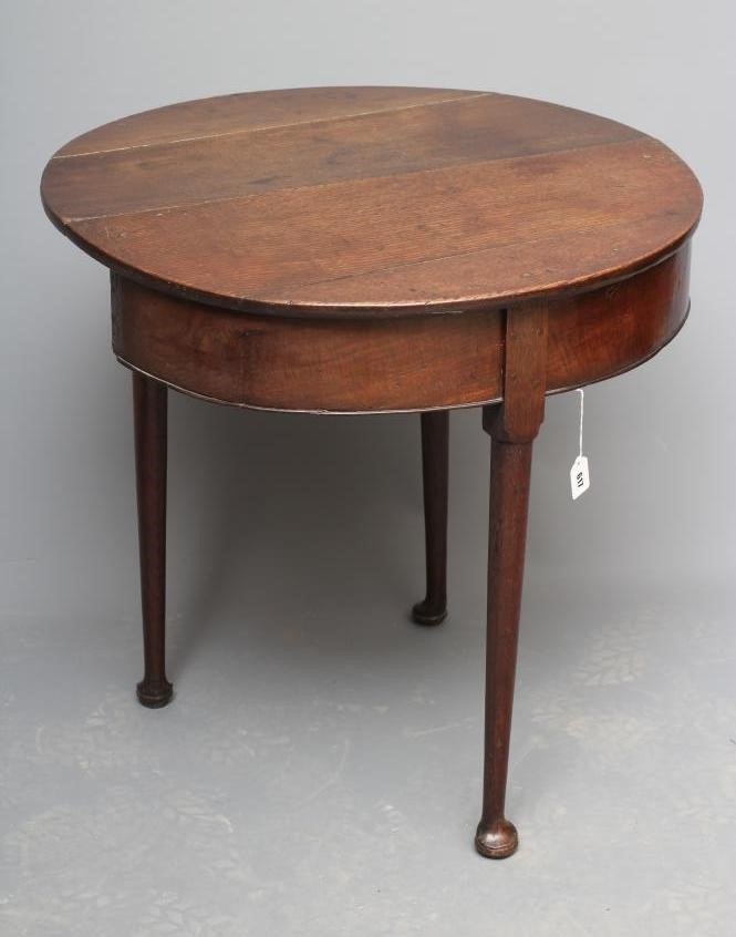 A GEORGIAN OAK DEMI LUNE OCCASIONAL TABLE Image