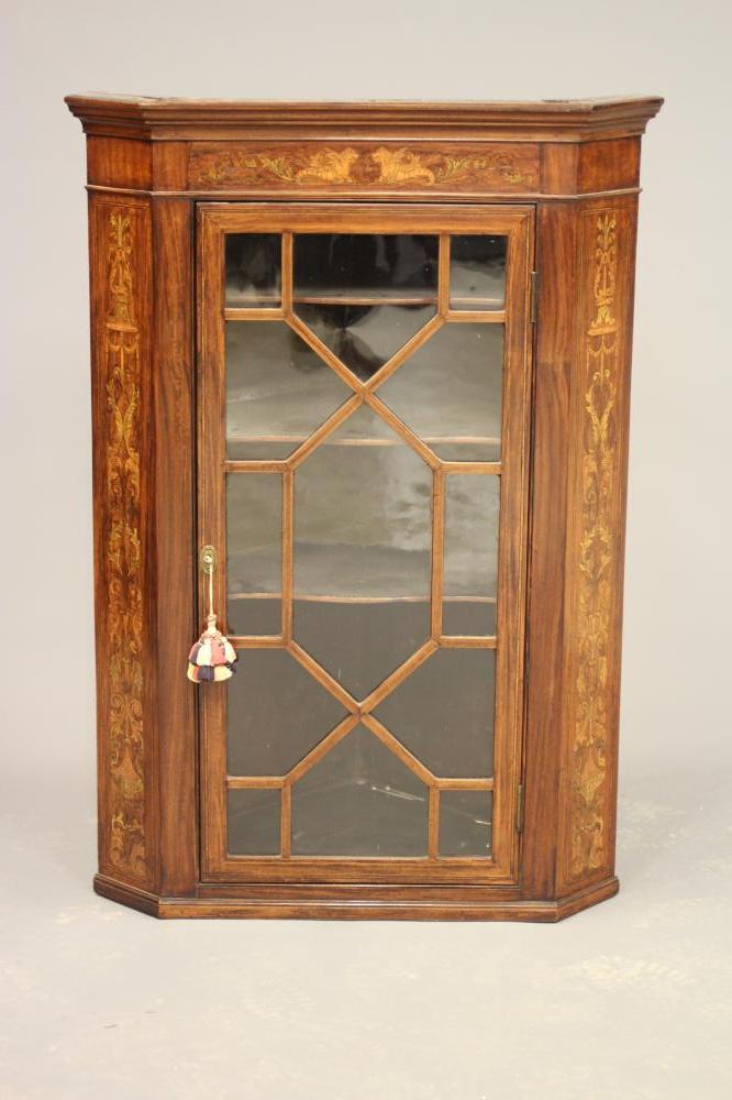 A MAHOGANY CORNER CUPBOARD Image