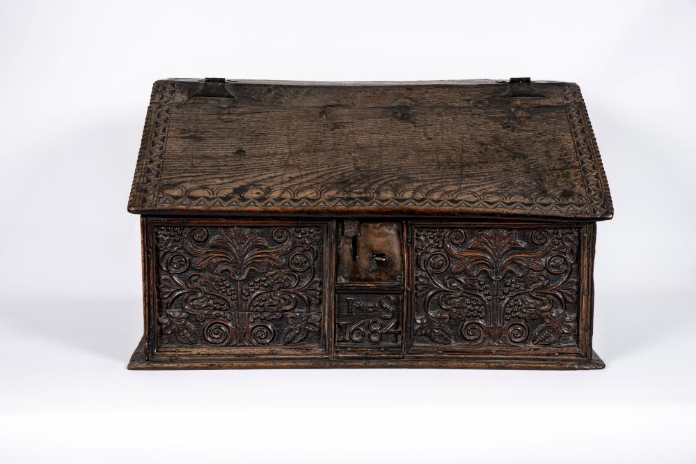 A BOARDED OAK DESK BOX Image