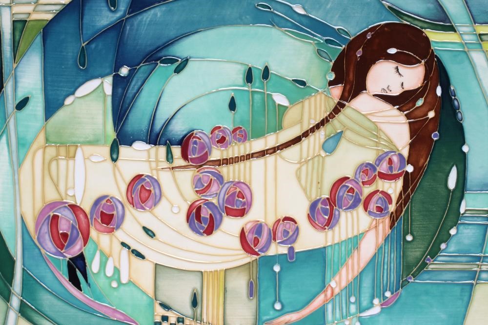 A MOORCROFT POTTERY "SLEEPING BEAUTY" PLAQUE Image