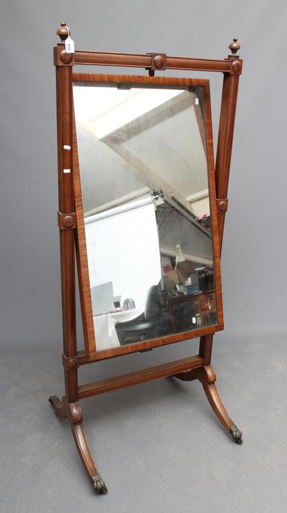A GEORGIAN MAHOGANY CHEVAL MIRROR Image