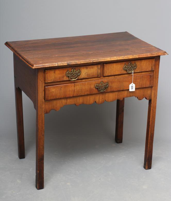 A GEORGIAN OAK AND WALNUT VENEERED LOW BOY Image