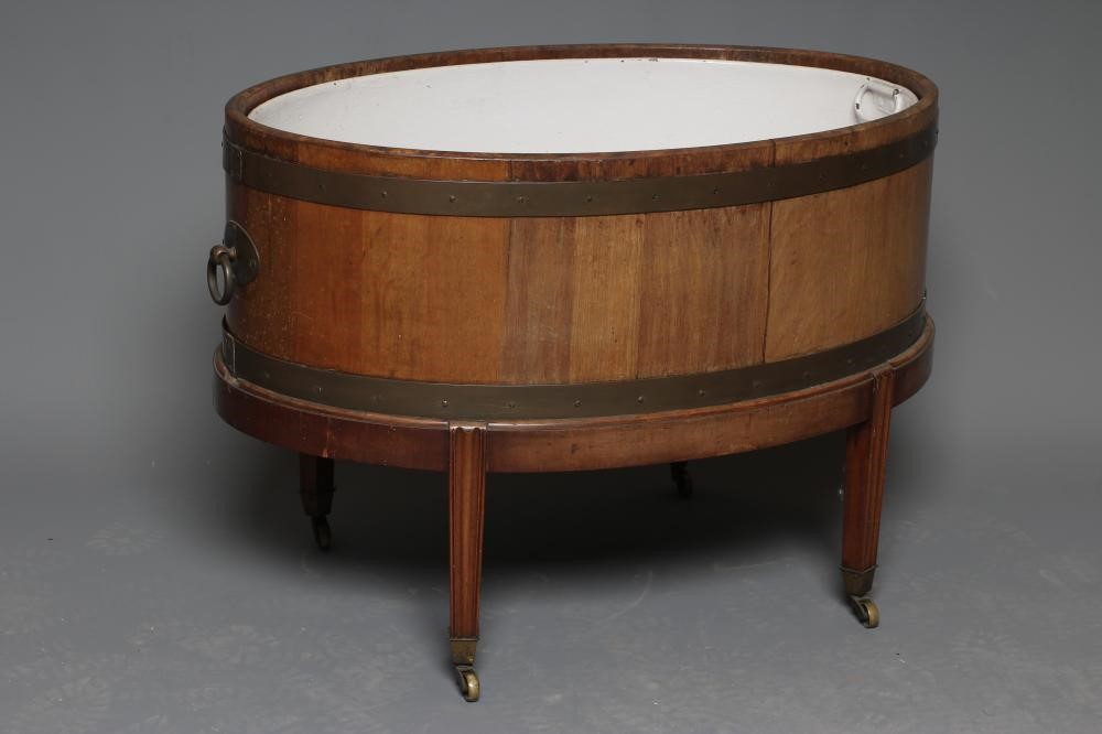 A GEORGIAN MAHOGANY AND BRASS BOUND WINE COOLER Image