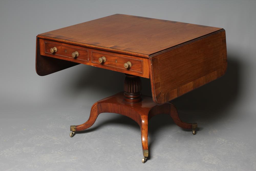 A GEORGE IV MAHOGANY AND ROSEWOOD BANDED SOFA TABLE Image