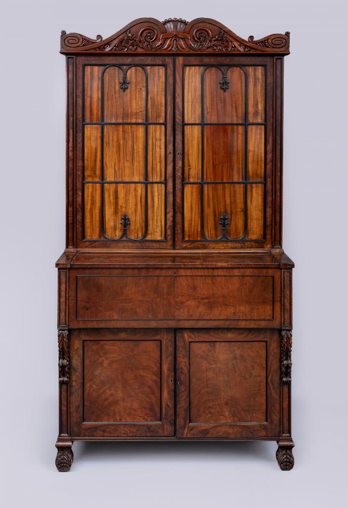 A REGENCY MAHOGANY SECRETAIRE BOOKCASE Image
