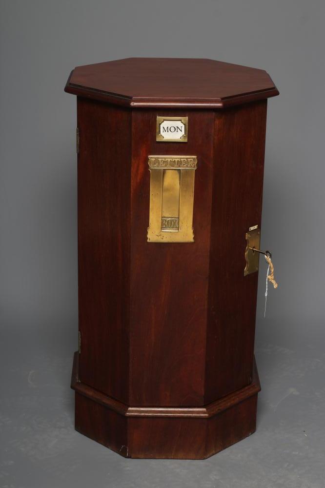 A VICTORIAN MAHOGANY POST BOX of octagonal form Image