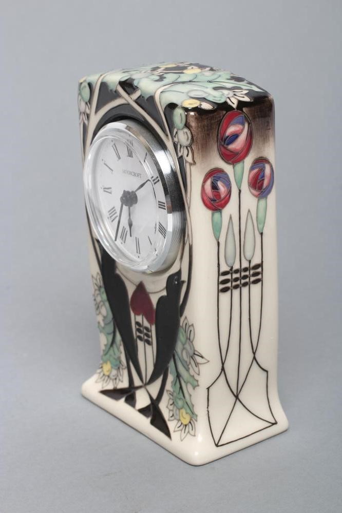 A MOORCROFT POTTERY "TALWIN" PATTERN MANTEL CLOCK Image