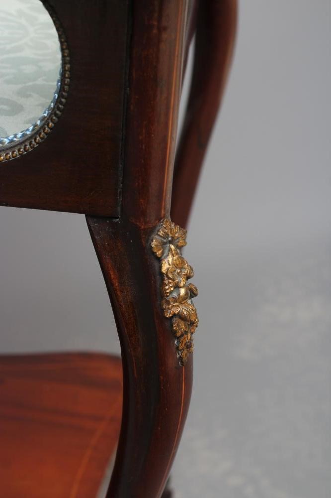 A MAHOGANY AND FLORAL MARQUETRY BIJOUTERIE TABLE Image