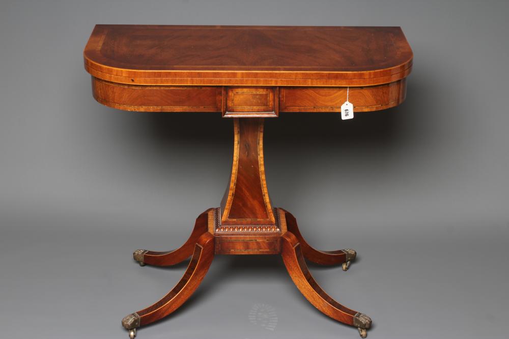 A REGENCY STYLE FOLDING CARD TABLE Image