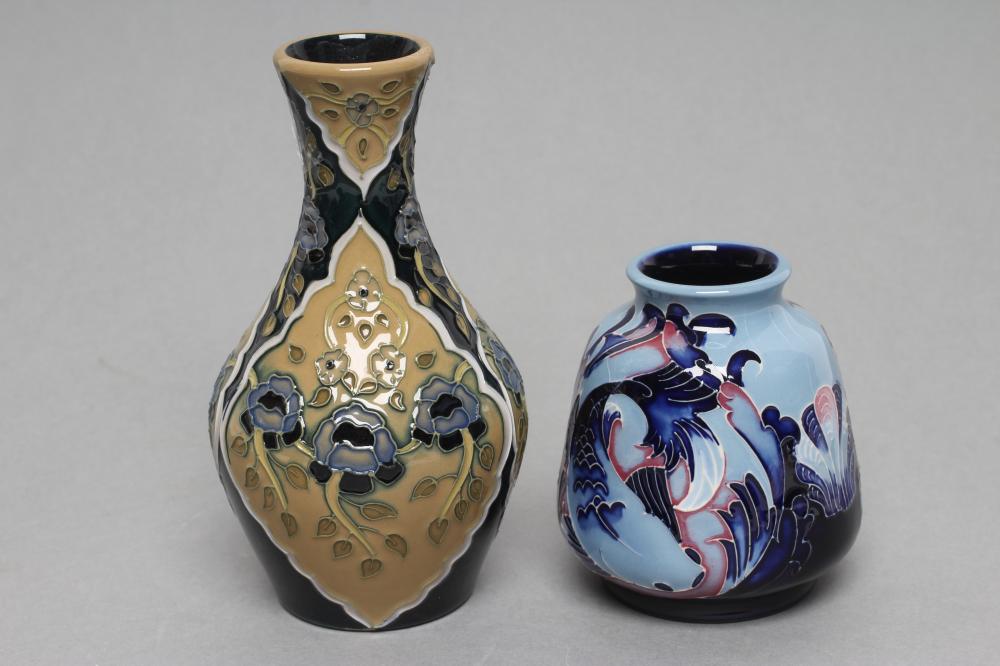 THREE MOORCROFT POTTERY SMALL VASES Image