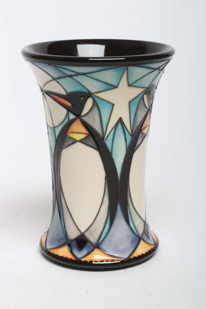 A MOORCROFT POTTERY "PENGUIN FRIEZE" PATTERN VASE Image