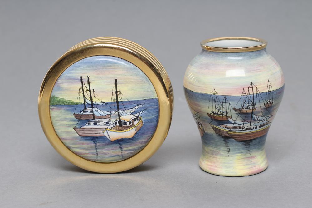 A MOORCROFT ENAMEL "SAILS AWAY" PATTERN SMALL VASE Image