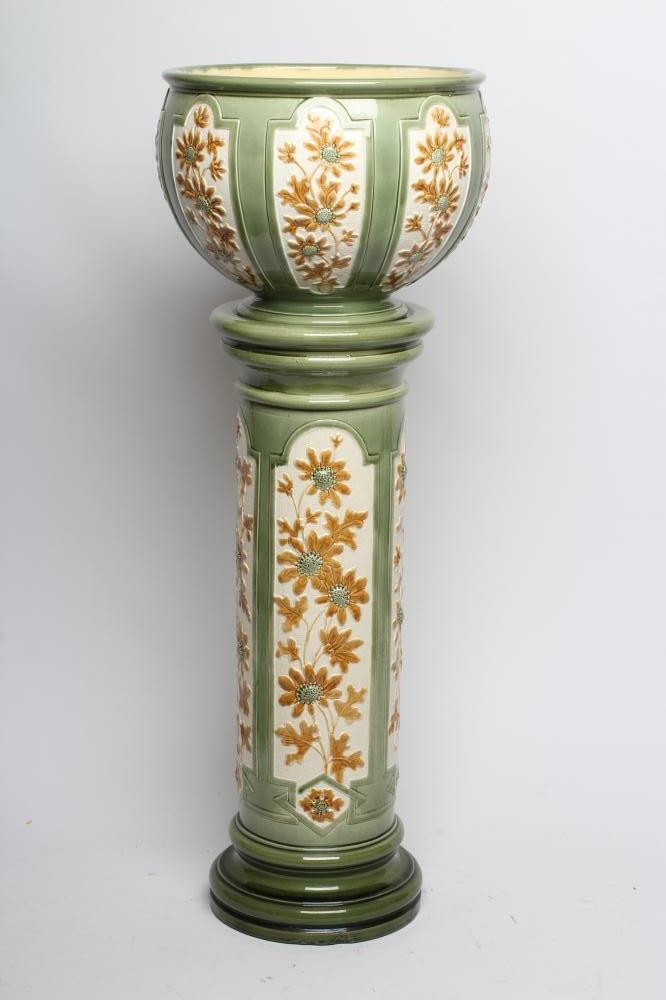 A BURMANTOFTS FAIENCE JARDINIERE AND STAND Image